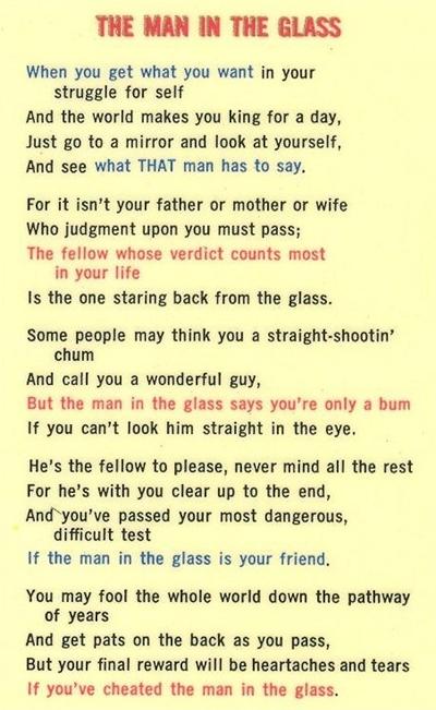 The Man in the Glass Prayer, Laminated Holy Card,. # 59080.