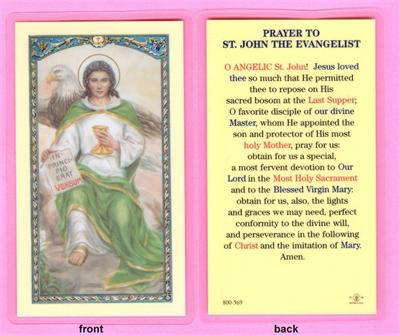 St. John the Evangelist Laminated Holy Card, # 59088|