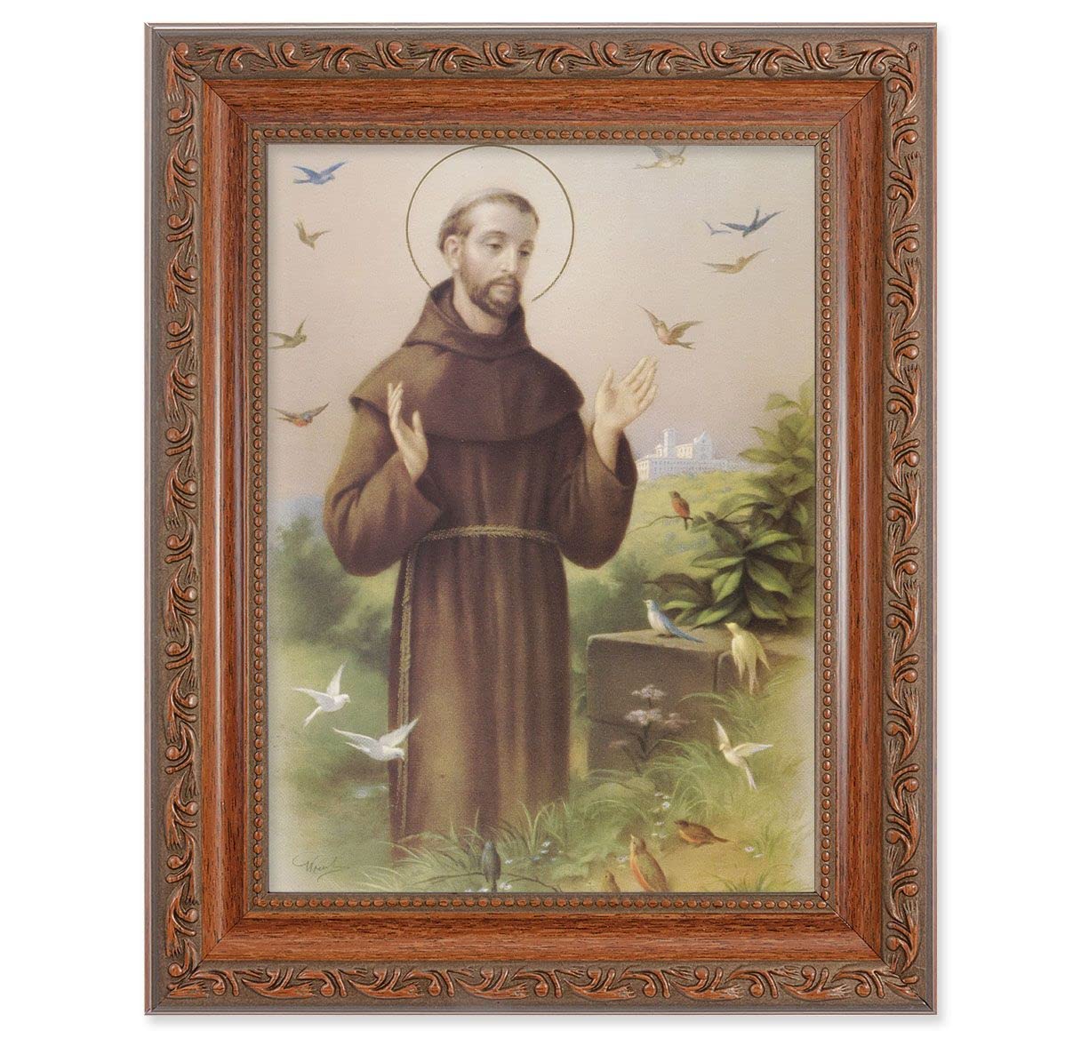 Antique Mahogany Frame, 8.25"x10.25", St. Francis, # 63917