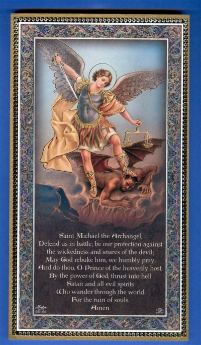 Gold Foil Stamped Italian Image, 5" x 9" Plaque, St. Michael, # 59596