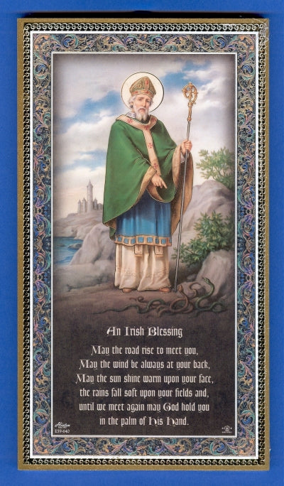 Gold Foil Stamped Italian Image, 5" x 9" Plaque, St. Patrick, # 59597