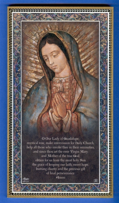 Gold Foil Stamped Italian Image, 5" x 9" Plaque, Our Lady of Guadalupe, # 59599