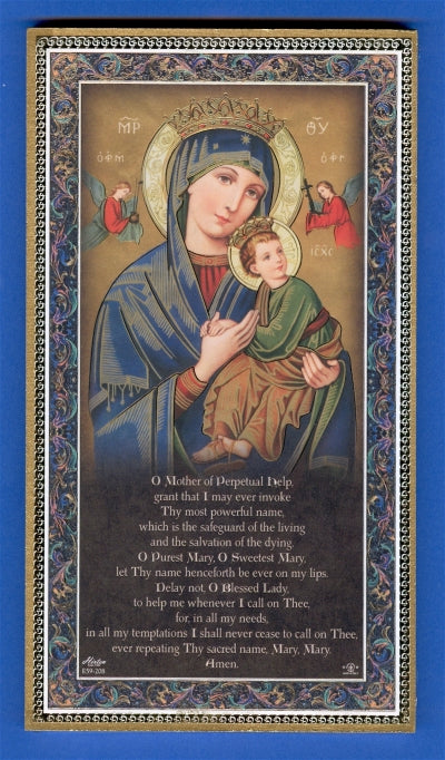 Gold Foil Stamped Italian Image, 5" x 9" Plaque, Our Lady of Perpetual Help, # 59604