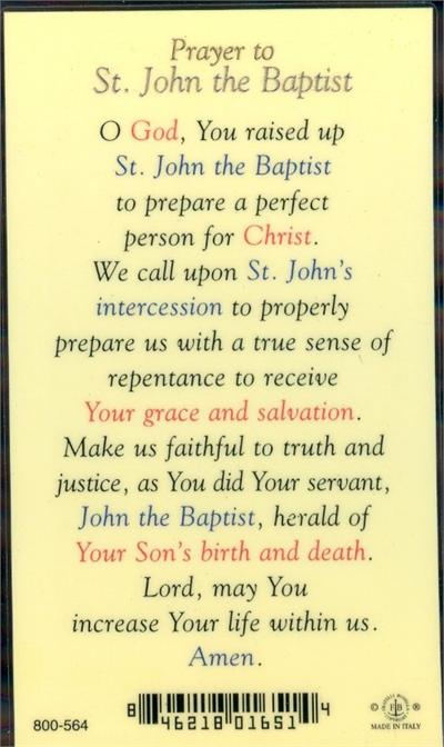 John the Baptist Laminated Holy Card, # 59772