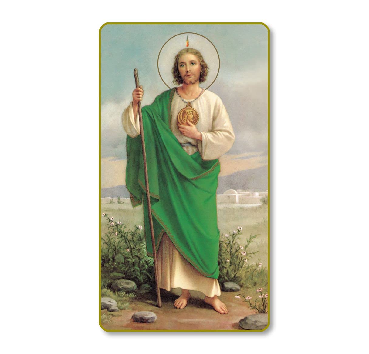 St. Jude with Flame Italian Paper Holy Cards, 2"x4", Blank Back, 100-Pack, # 6152
