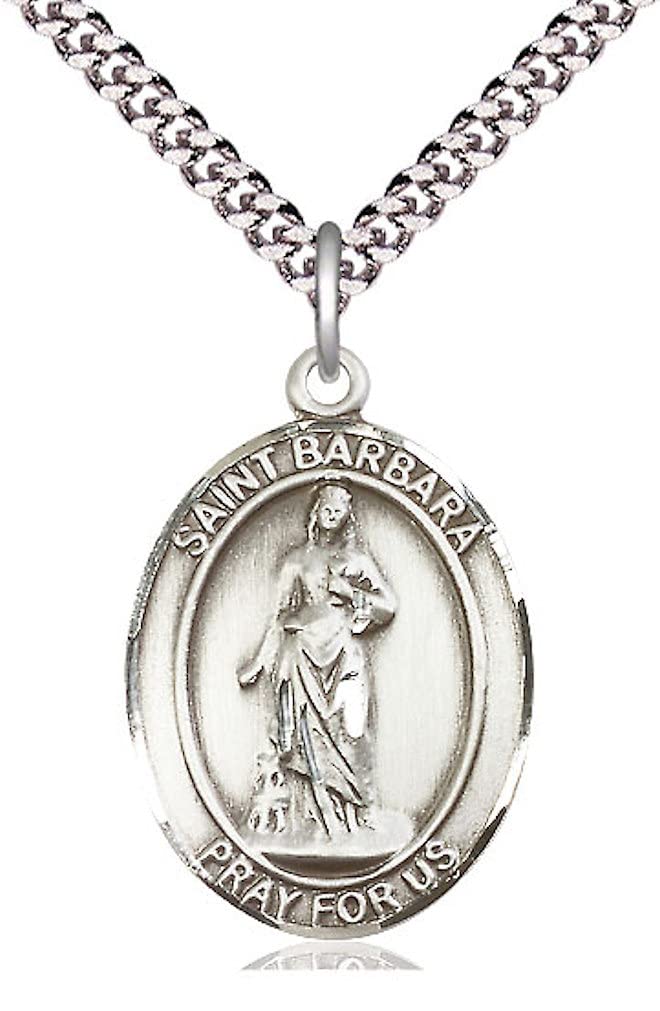 St. Barbara Medal in Fine Pewter, 1" tall, Your Choice of Chain, # 5074