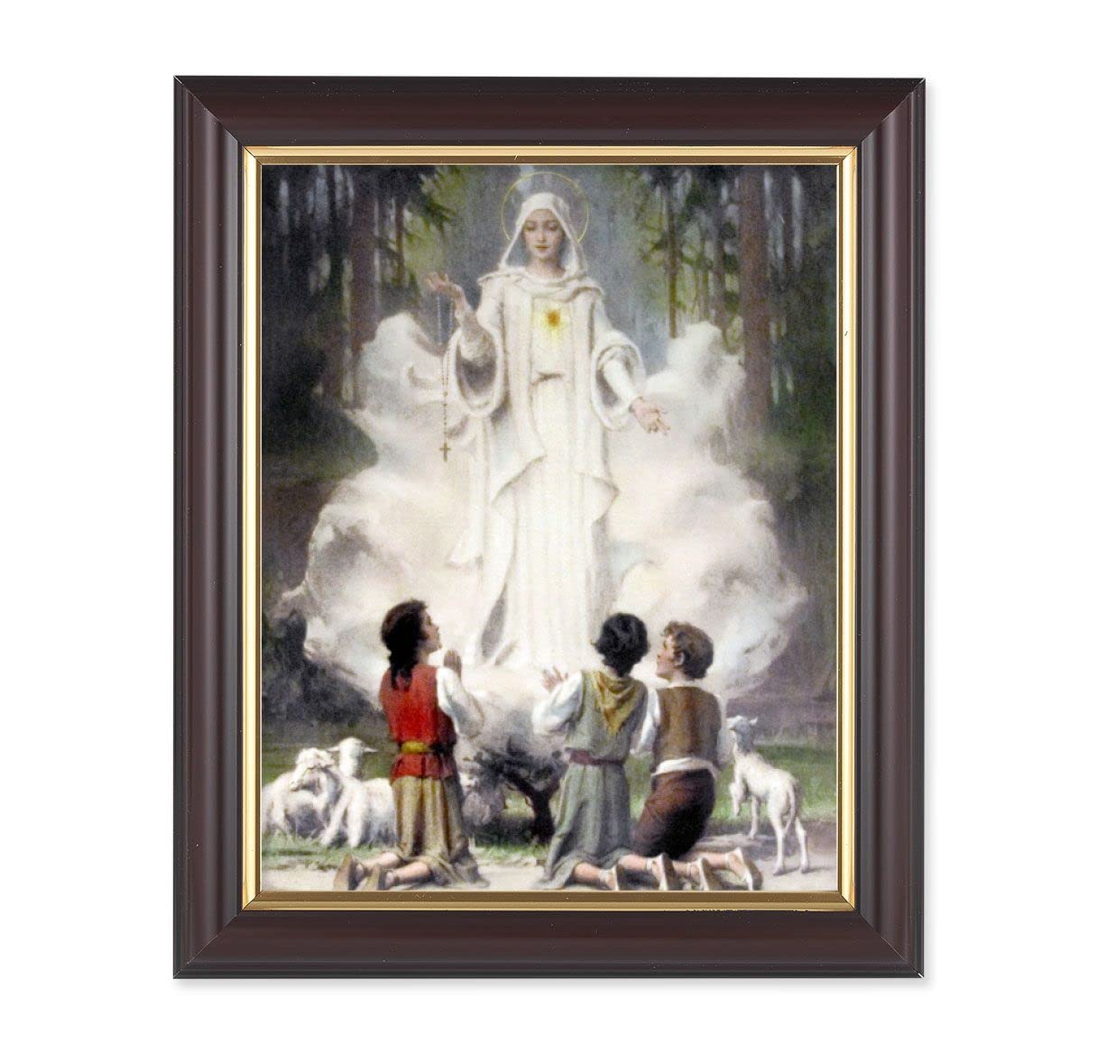 Our Lady of Fatima, 10"x12", Classic Fluted Walnut Finished Frame, Italian Print Under Glass # 26337