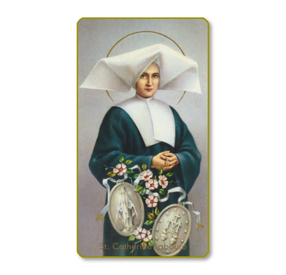 St. Catherine Laboure Italian Paper Holy Cards, 2"x4", Blank Back, 100-Pack, # 5990