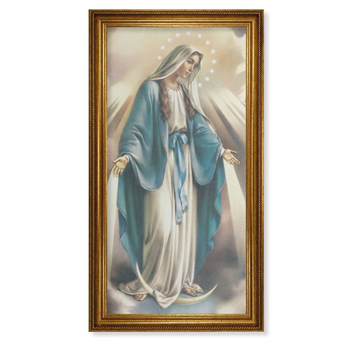 Our Lady of Grace Picture, 24"x44" Gold-Leaf Frame with Rope Edging, Italian Print # 22132