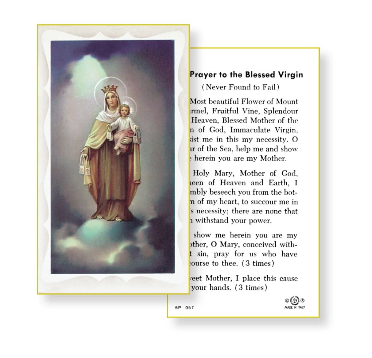 MOUNT CARMEL Paper Holy Cards, 2"x4", 100-pack, # 5829