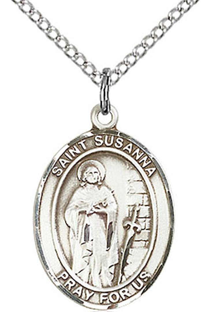 St. Susanna Medal in Fine Pewter, 3/4" tall, Your Choice of Chain # 17245