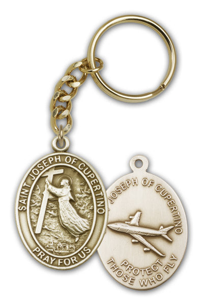 Keychain, St. Joseph of Cupertino, Bronze Oxide Finished Pewter, 1-3/8" Medal, #98879