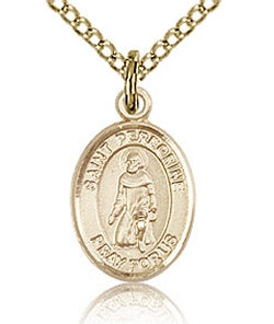 St. Peregrine Oval Medal, 14kt Gold Filled, 1/2", Your Choice of Chain, # 60653