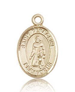 St. Peregrine Oval Medal, Solid 14kt Gold, 1/2", Free Chain, # 60654