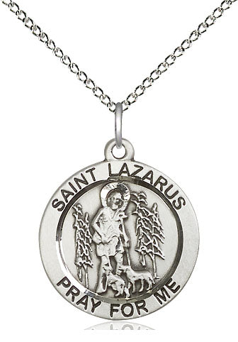 St. Lazarus 3/4" Sterling Silver Medal, 18" Chain # 61731-sale