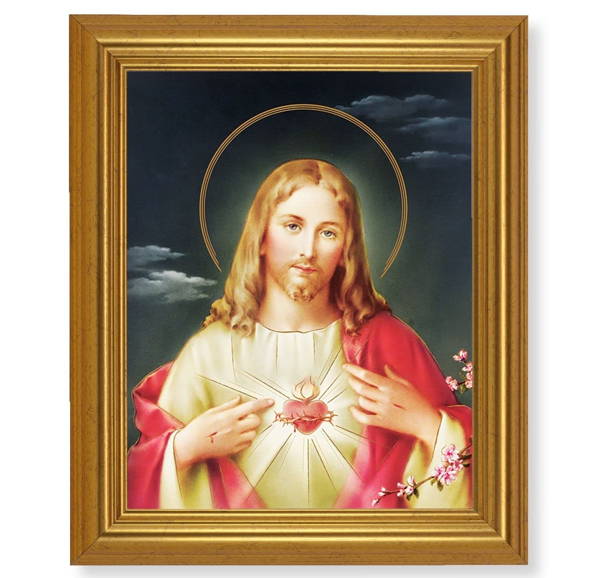 Sacred Heart of Jesus, 10"x12" Gold-Leaf Finished Classic Frame, Italian Print on Artboard # 27141