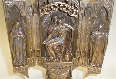 11" Our Lady of Sorrows Opening Triptych, Cold Cast Bronze, # 61767