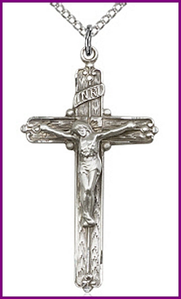 1-3/8" Sterling Silver Crucifix, Your Choice of Chain, # 61992