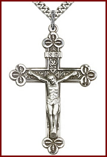 1-7/8" Crucifix, Sterling Silver, Your Choice of Chain, # 61993