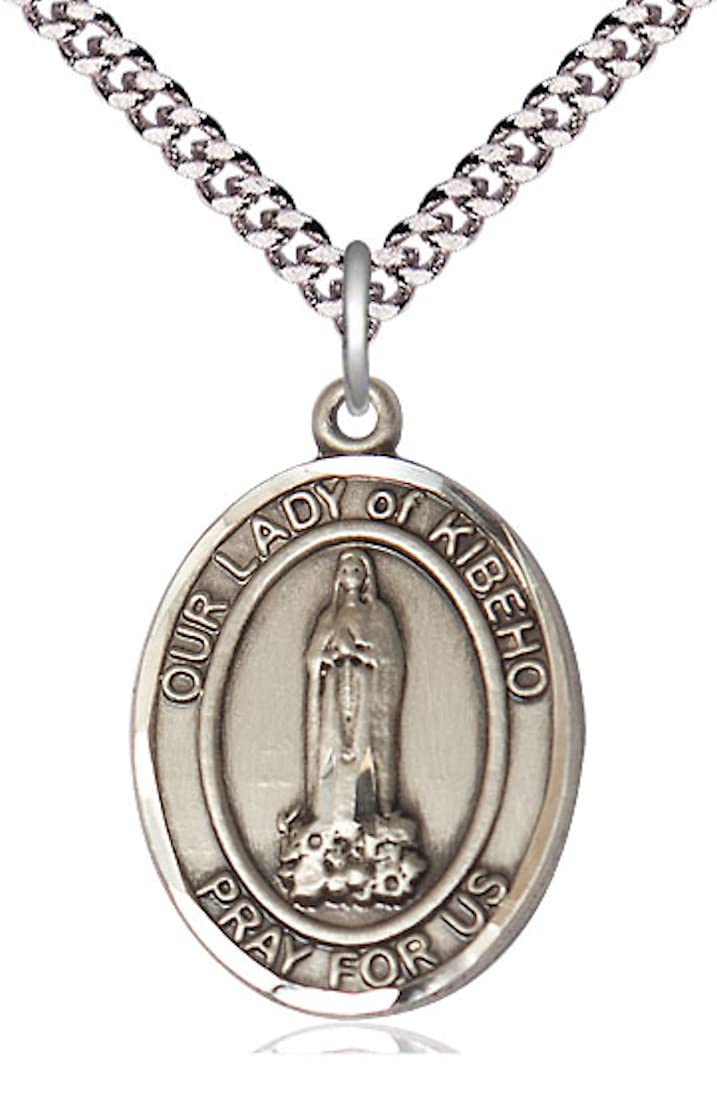 Our Lady of Kibeho Medal in Fine Pewter, 3/4" tall, Your Choice of Chain, # 5637