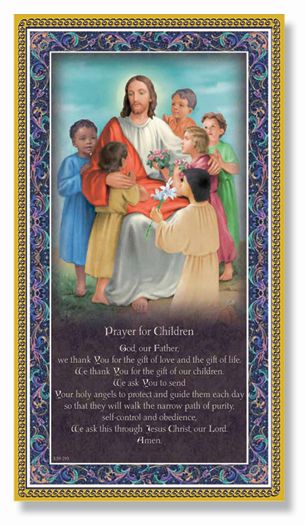 Gold Foil Stamped Italian Image, 5" x 9" Plaque, Prayer for Children, # 6320