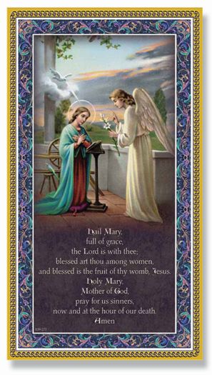 Gold Foil Stamped Italian Image, 5" x 9" Plaque, Hail Mary, # 6324