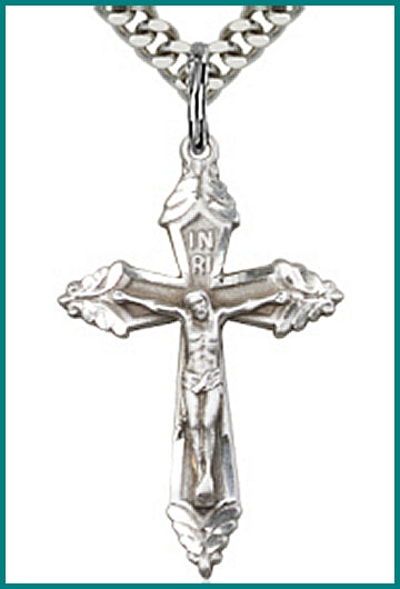 1-1/8" Sterling Silver Crucifix, Your Choice of Chain, # 63244