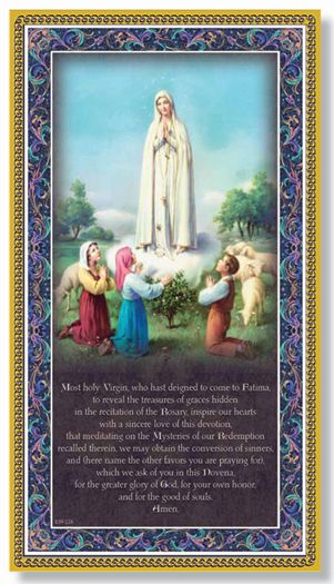 Gold Foil Stamped Italian Image, 5" x 9" Plaque, Our Lady of Fatima, # 6327
