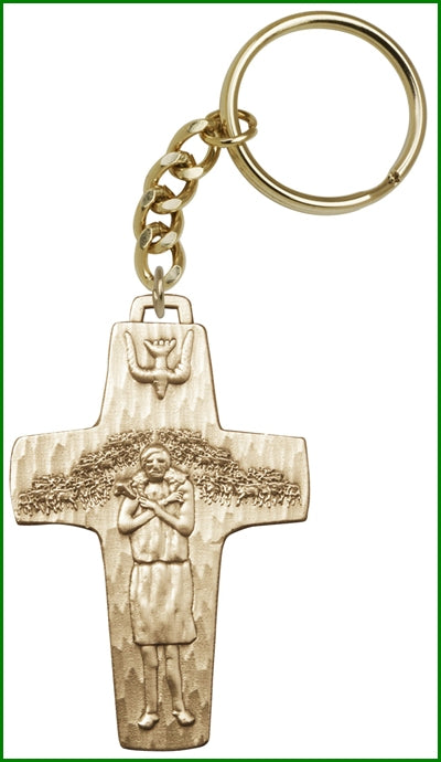 Keychain, Bronze Oxide, Pope Francis, 2-1/2", # 63621