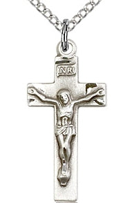 Crucifix in Sterling Silver, 13/16", Your Choice of Chain, # 63699