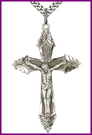 1-7/8" Crucifix in Sterling Silver, Your Choice of Chain, # 63723