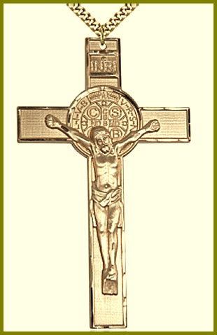3" St. Benedict Crucifix 14kt Gold Filled, Your Choice of Chain, # 63734