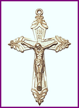 1-7/8" Crucifix in Solid 18kt Gold, Free Chain, # 45705