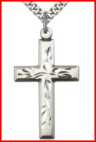 1-3/8" Sterling Silver Cross, Your Choice of Chain, # 63806