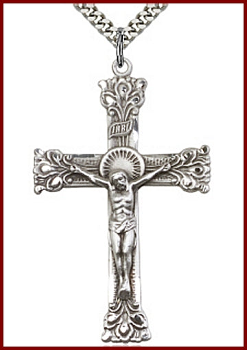 Sterling Silver Crucifix, 2" Tall, Your Choice of Chain, # 63950
