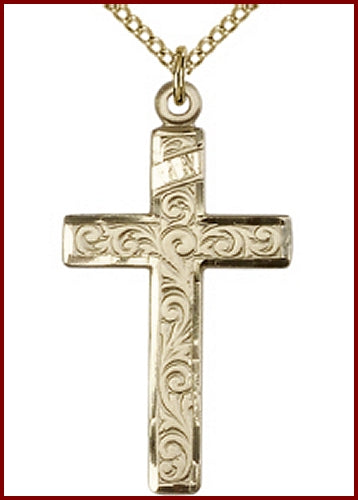 1-1/4" 14kt Gold Filled, Cross, Your Choice of Chain, # 63957