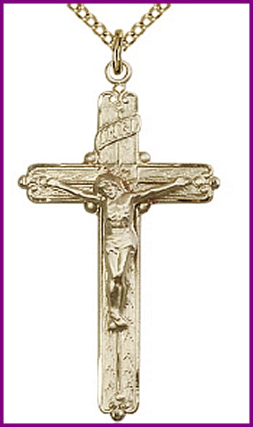 1-3/8" 14kt Gold Filled, Crucifix, Your Choice of Chain, # 63959