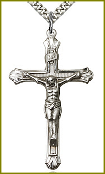1-3/4" Sterling Silver Crucifix, Your Choice of Chain, # 63960