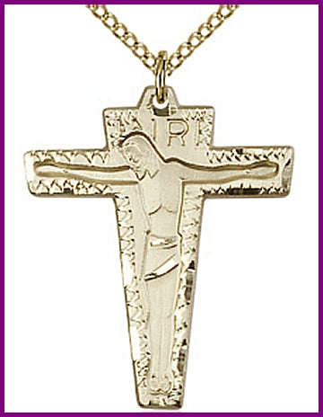 1-1/8" 14kt Gold Filled, Crucifix, Your Choice of Chain, # 63961