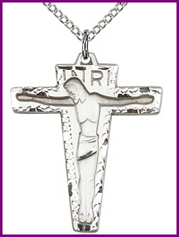 1-1/8" Sterling Silver Crucifix, Your Choice of Chain, # 63962