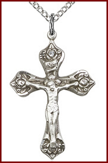 1" Sterling Silver Crucifix, Your Choice of Chain, # 63964