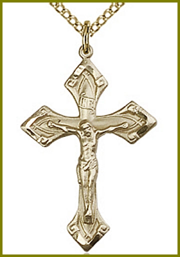 1-1/8" 14kt Gold Filled, Crucifix, Your Choice of Chain, # 63965
