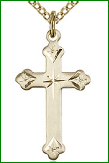 3/4" Engraved Cross, 14kt Gold Filled, Your Choice of Chain, # 63967