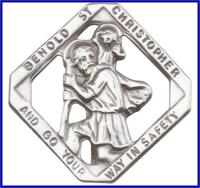Visor Clip, Silver Oxide Finish, St. Christopher, 1-1/2" wide, # 63973