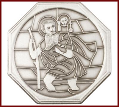 Visor Clip, Silver Oxide Finish, St. Christopher, 1-1/2" tall, # 63974