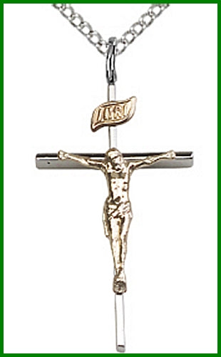 1" Gold Filled over Sterling Silver Crucifix, Your Choice of Chain, # 63978