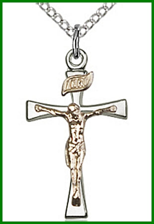 7/8" Gold Filled over Sterling Silver Crucifix, Your Choice of Chain, # 63979