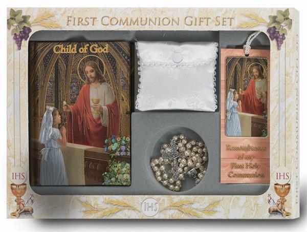CHILD OF GOD GIRL'S 6 PIECE DELUXE FIRST COMMUNION GIFT SET, # 6398