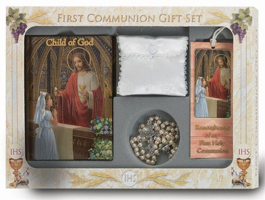 CHILD OF GOD GIRL'S 6 PIECE DELUXE FIRST COMMUNION GIFT SET, # 6398