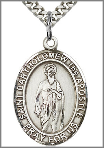 St. Bartholomew the Apostle, Sterling Silver, 1"x3/4", Your Choice of Chain, # 64041